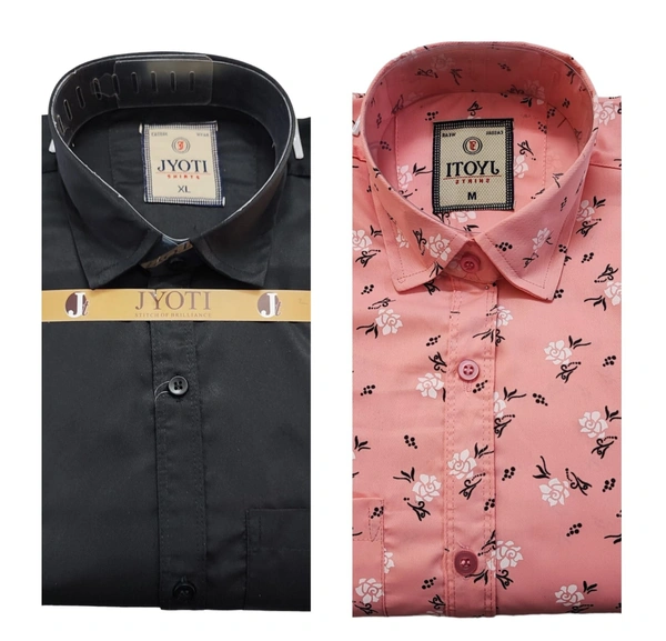 Men's Cotton Blend | Regular Fit | Plain & Printed   | Formal Shirt | (Pack of 2 )