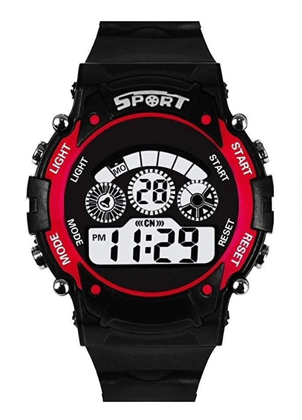 MVS Digital Sports Watch with 7 Lights, Alarm, Stop Watch, 12/24 Hrs Format, Back Light, Day & Date for Boys/Girls