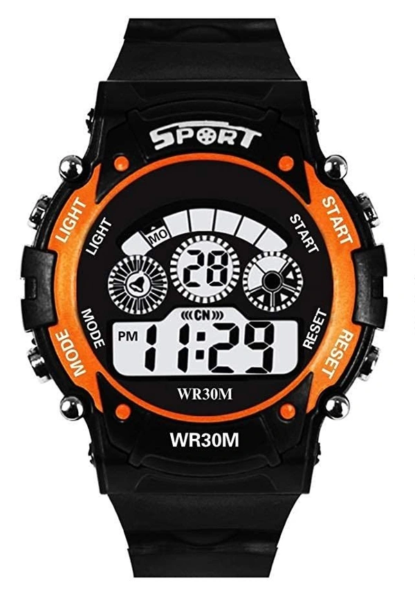 MVS Digital Sports Watch with 7 Lights, Alarm, Stop Watch, 12/24 Hrs Format, Back Light, Day & Date for Boys/Girls