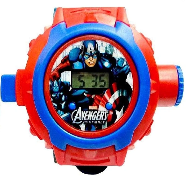 24 Projecter Images Unisex Kids PVC Band Light weight Digital Wrist Watch-Avenger 