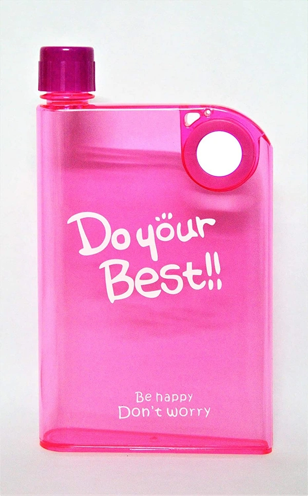 DO YOUR BEST Water Bottle Sport Outdoors Notebook Creative Plastic A5 Memo 380 ml Bottle-Pink