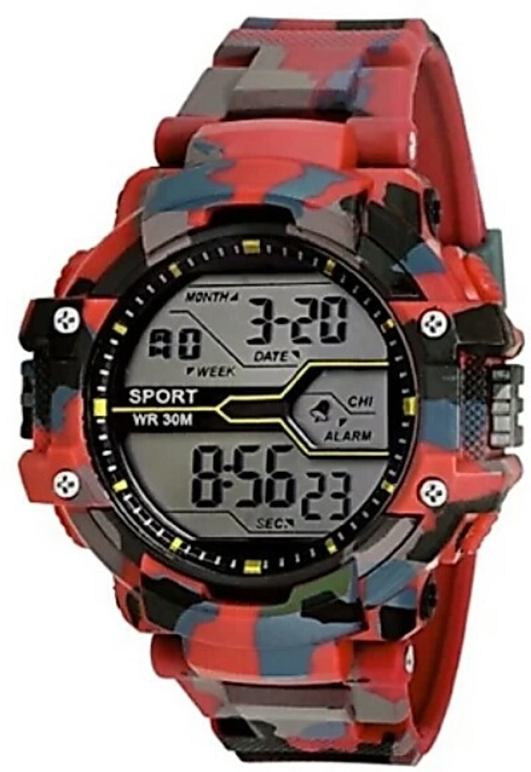 MVS Digital LED Sports Army Watches New-Red