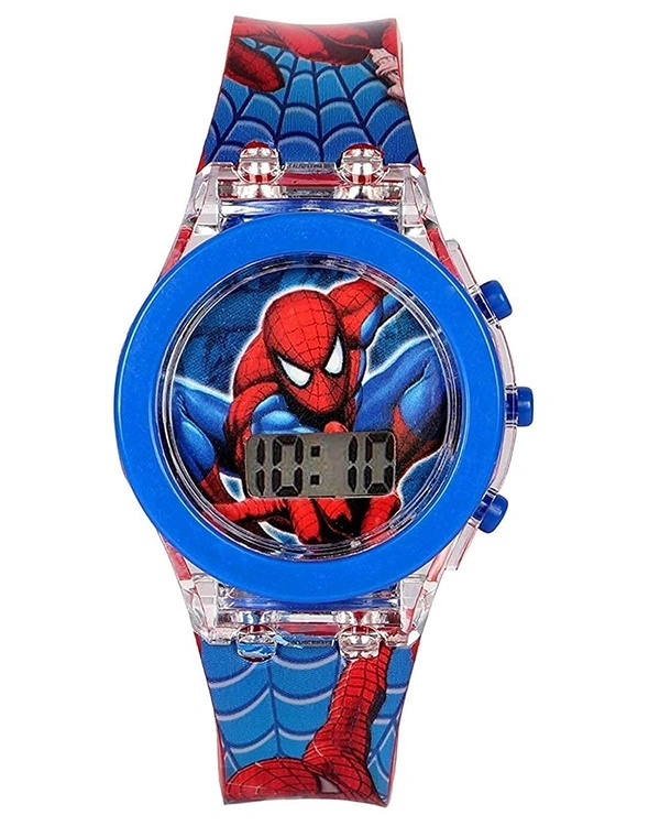MVS Classic Glowing Watch With 7 Colors Fleshing Lights-Spiderman