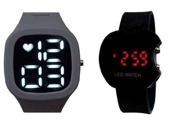 Kids LED Digital Square Shape Dial With Rubber Strep 