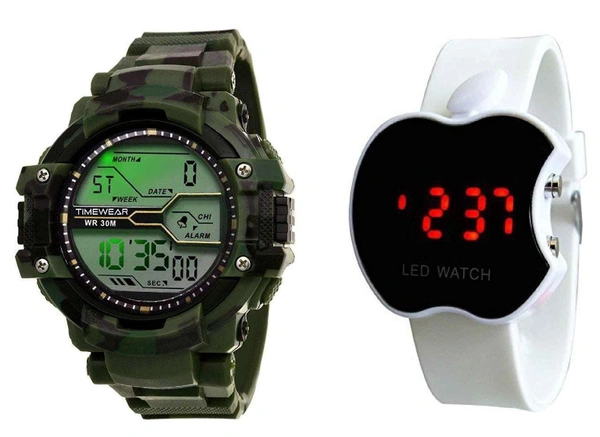 MVS LED Digital Army Sports Light , Shock Resistant With Free Apple Shape Dial Digital Watch