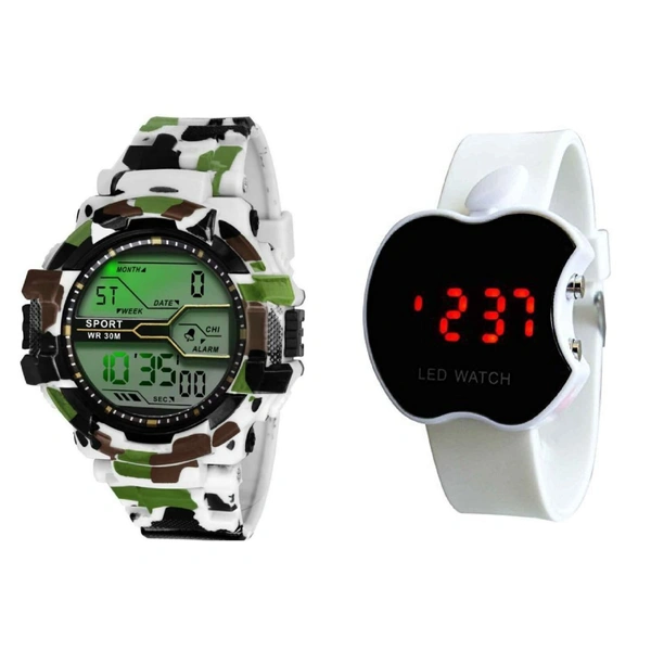 MVS LED Digital Army Sports Light , Shock Resistant With Free  Apple Shape Dial  Digital Watch 