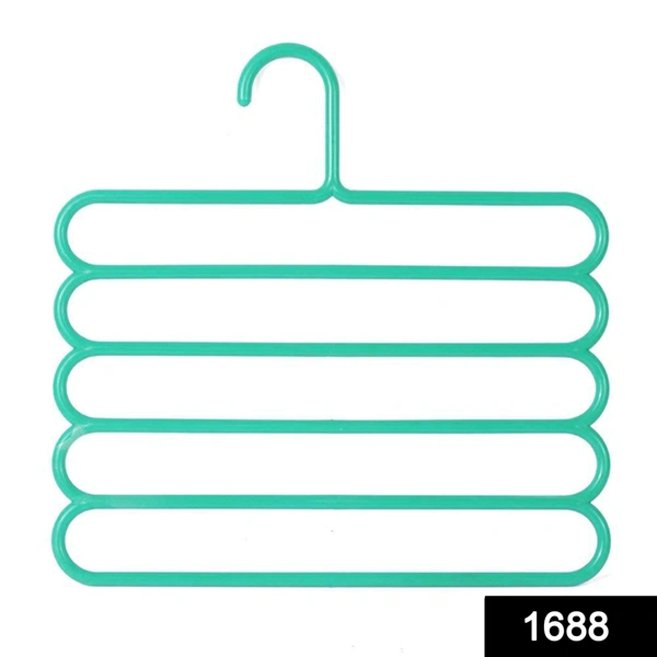 1688 Multipurpose Multi-Layer 5-in-1 Plastic Hanger Clothes Organiser