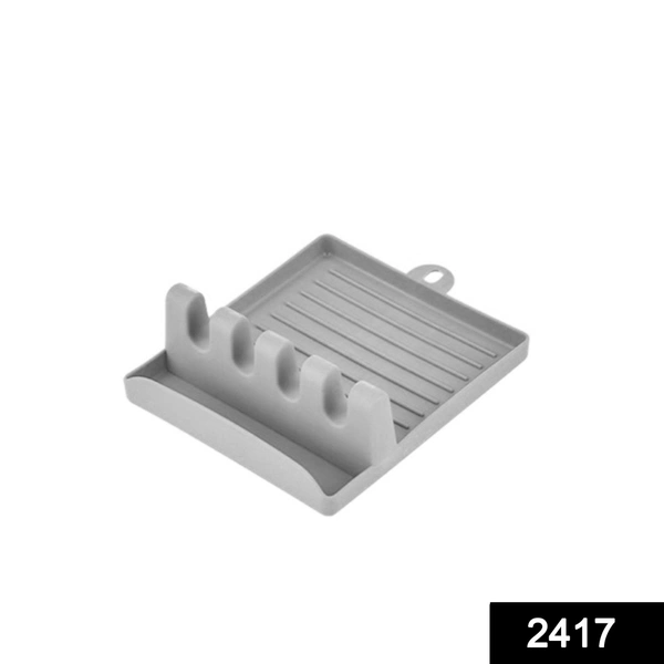 2417 4 Slots Cooking Utensil Heat Resistant Cooking Spatula Holder (Gray Color)