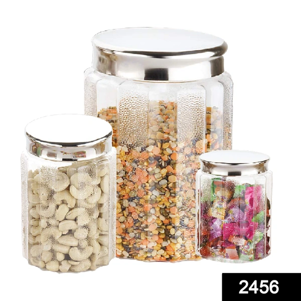 2456  jar Container Coming with Metal Air Tight and Rust Proof Cap (Set of 3)