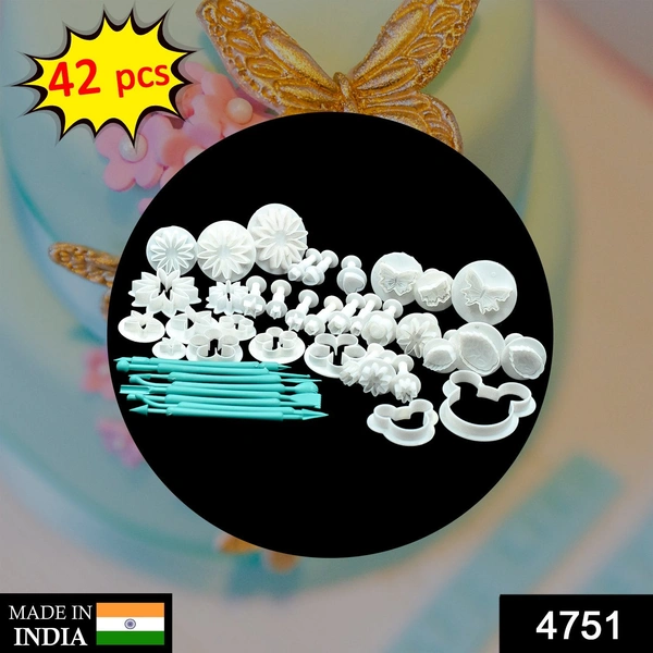 4751 42 Piece Fondant Cake Cookie Plunger Cutter