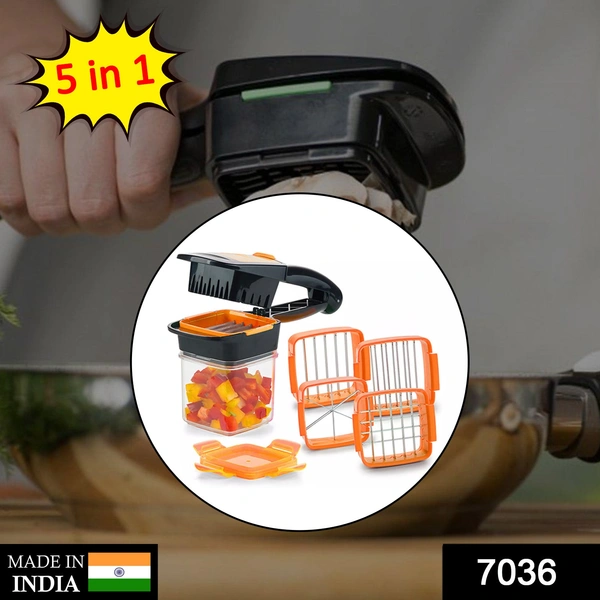 7036 B Grade Vegetable Dicer Multi Chopper Set 5 in 1 Cutting Blades