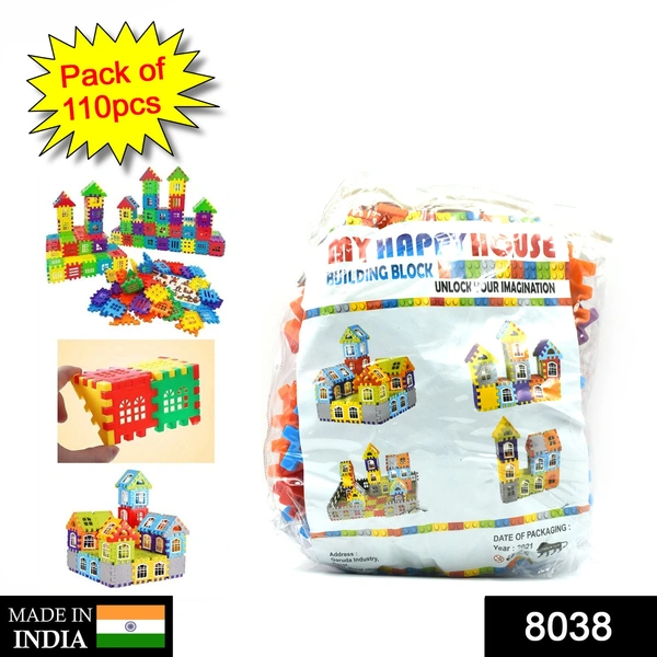 8038  Blocks House Multi Color Building Blocks with Smooth Rounded Edges (110Pc Set)