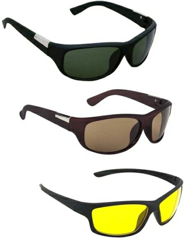 Lee Topper Wrap-around Sunglasses - Free Size, Yellow + Black + Brown