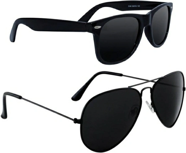 DEIXELS Aviator, Wayfarer Sunglasses - Black, Free