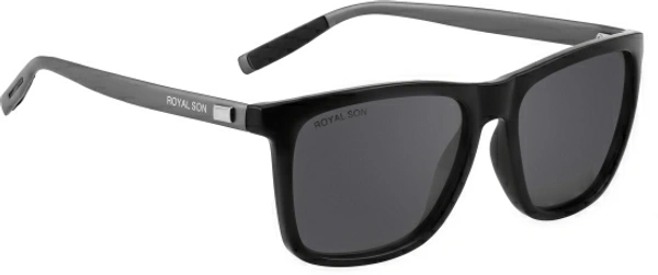 ROYAL SON Retro Square Sunglasses - Black, Medium