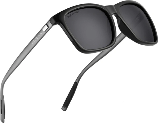 ROYAL SON Retro Square Sunglasses - Black, Medium