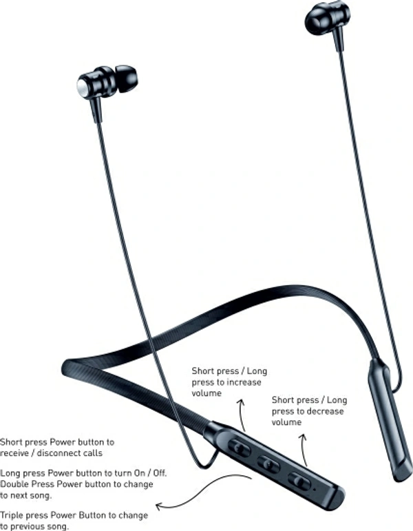 Bluetooth Neckband Bluetooth Headset  - Black, Free