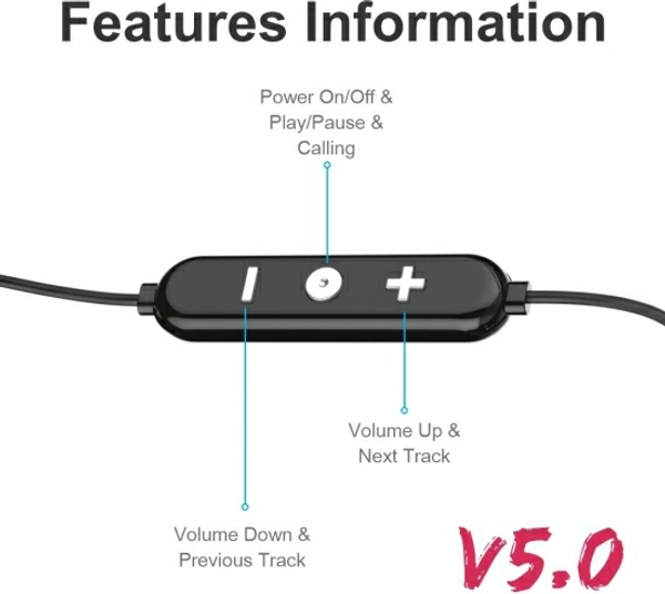 U&I Bigger 100hrs Battery Backup Wireless Neckband Bluetooth Headset - Black, Free