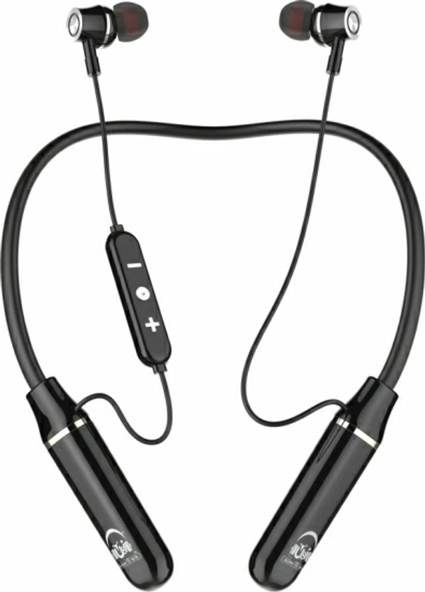 U&I Bigger 100hrs Battery Backup Wireless Neckband Bluetooth Headset - Black, Free