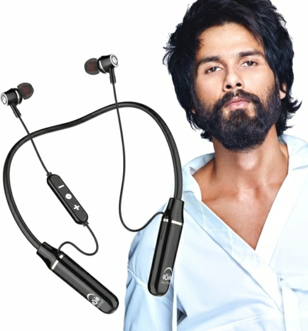 U&I Bigger 100hrs Battery Backup Wireless Neckband Bluetooth Headset - Black, Free