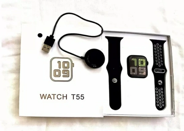 Fitpro T55 Bluetooth Smartwatch Touchscreen - Black, Free