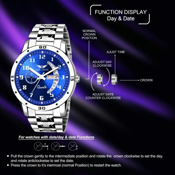 LOIS CARON LCS-8188 DAY & DATE FUNCTIONING WATCH FOR BOYS Analog Watch  - Blue, Free
