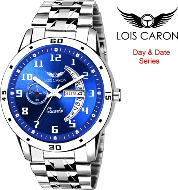 LOIS CARON LCS-8188 DAY & DATE FUNCTIONING WATCH FOR BOYS Analog Watch  - Blue, Free
