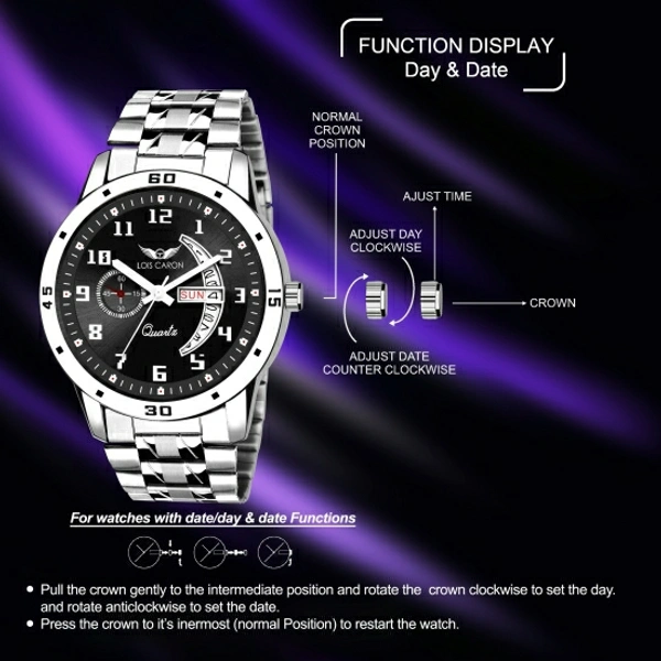 LOIS CARON LCS-8188 DAY & DATE FUNCTIONING WATCH FOR BOYS Analog Watch  - Black, Free