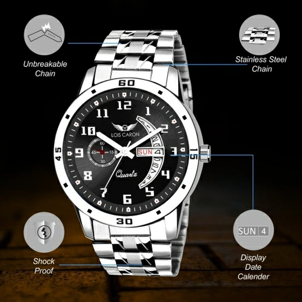 LOIS CARON LCS-8188 DAY & DATE FUNCTIONING WATCH FOR BOYS Analog Watch  - Black, Free