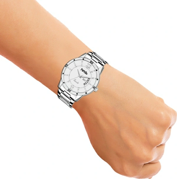 HMTE HM-7222 Day&Date Series Analog Watch  - For Men - Free, White