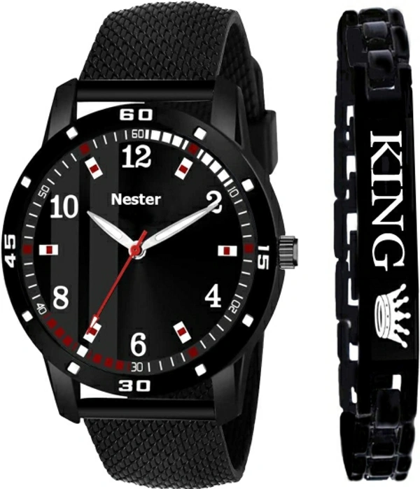 NESTER Analog Watch  - For Men - Black, Free