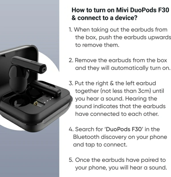 Mivi Duopods F30 with 42 hours battery Fast Charging TWS Bluetooth Headset - Black, Free, 202215, 4.7★