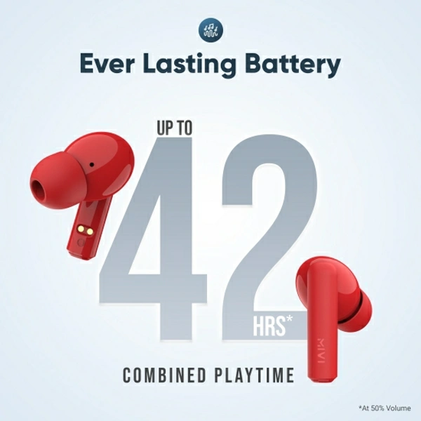 Mivi Duopods F30 with 42 hours battery Fast Charging TWS Bluetooth Headset - Red, Free, 202213, 4.5★