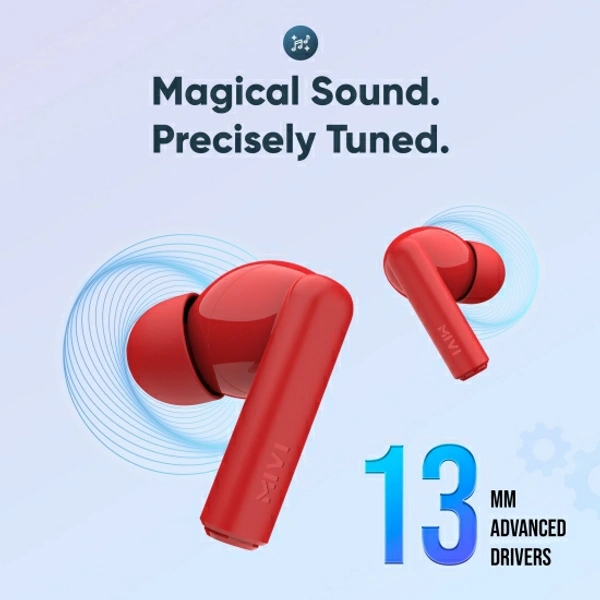 Mivi Duopods F30 with 42 hours battery Fast Charging TWS Bluetooth Headset - Red, Free, 202213, 4.5★