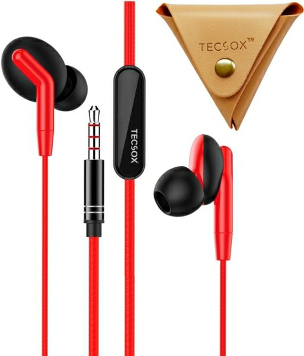 Red wired online headphones