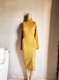 Mast & Harbour  Turtle Neck Dress  - Mustard, S