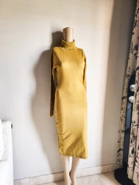 Mast & Harbour  Turtle Neck Dress  - Mustard, S