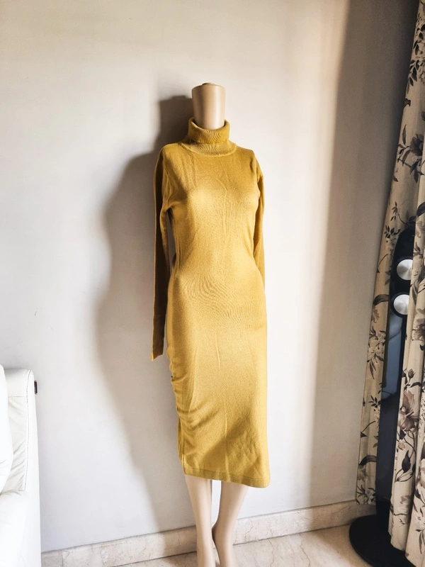 Mast & Harbour  Turtle Neck Dress  - Mustard, S