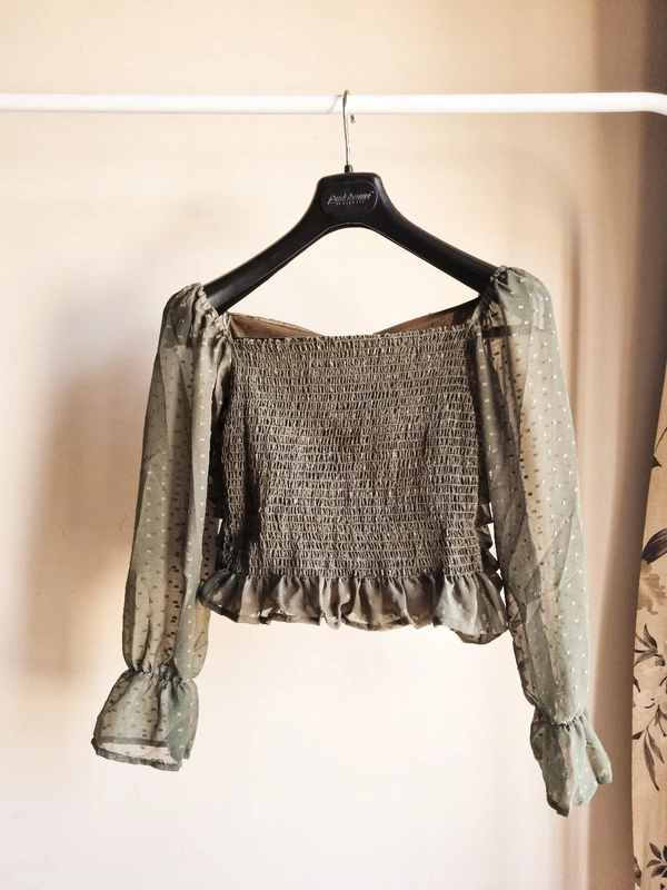 Smocked Top  - Olive, S