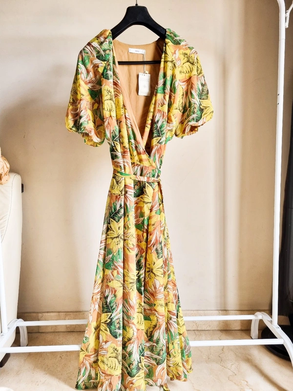 Mango  Floral Wrap Around Dress - Multicolour , L