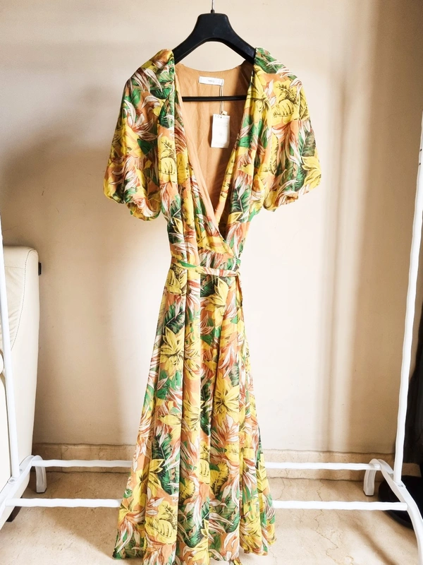 Mango  Floral Wrap Around Dress - Multicolour , L