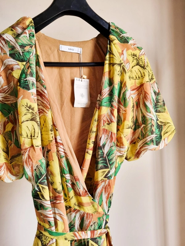 Mango  Floral Wrap Around Dress - Multicolour , L