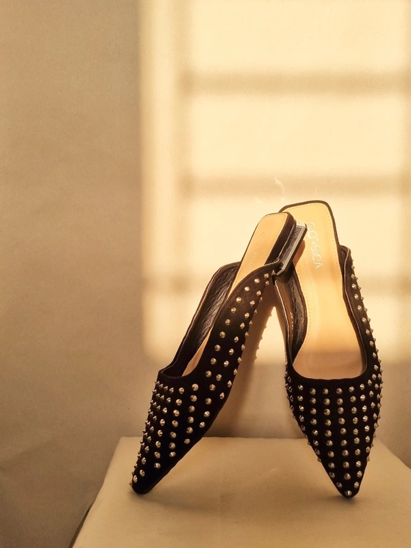 Corsica  Studded Flats  - Black, EURO 37