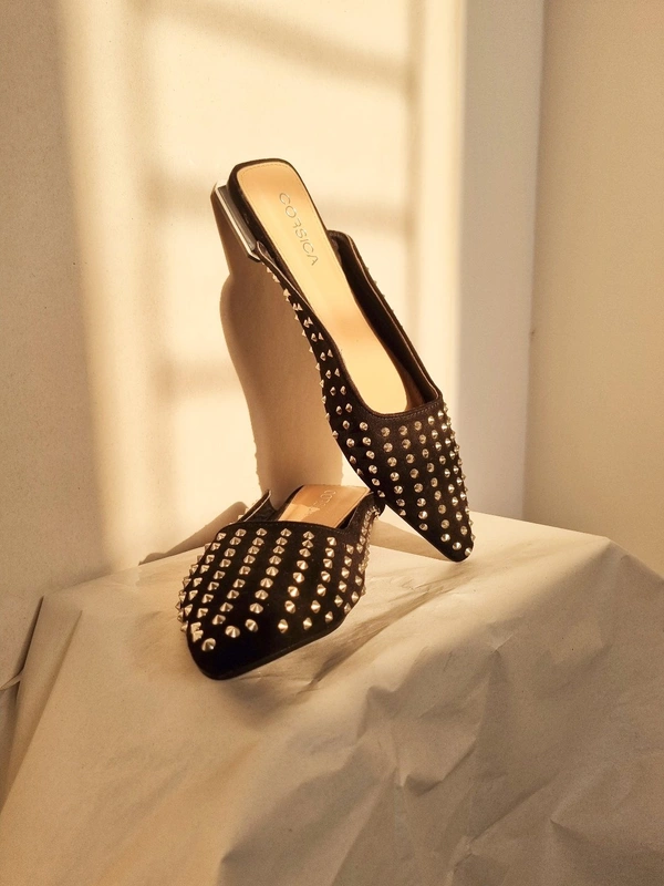Corsica  Studded Flats  - Black, EURO 37