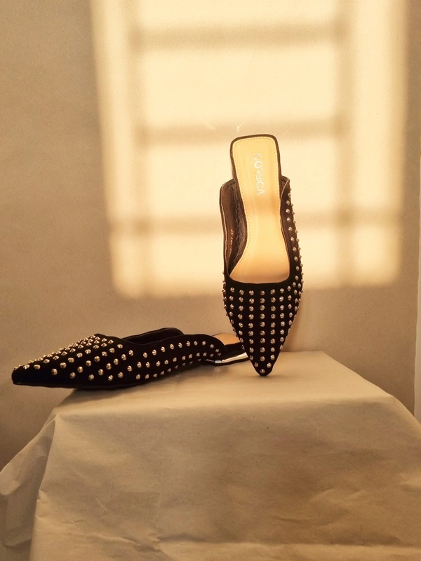 Corsica  Studded Flats  - Black, EURO 37