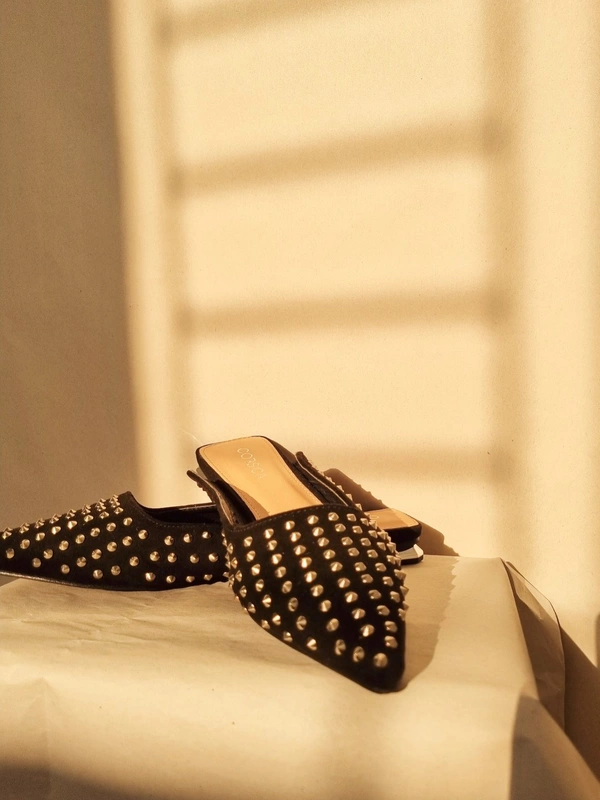 Corsica  Studded Flats  - Black, EURO 37