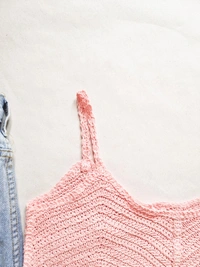Crochet Top - Baby Pink, M