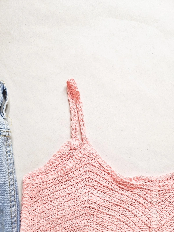 Crochet Top - Baby Pink, M