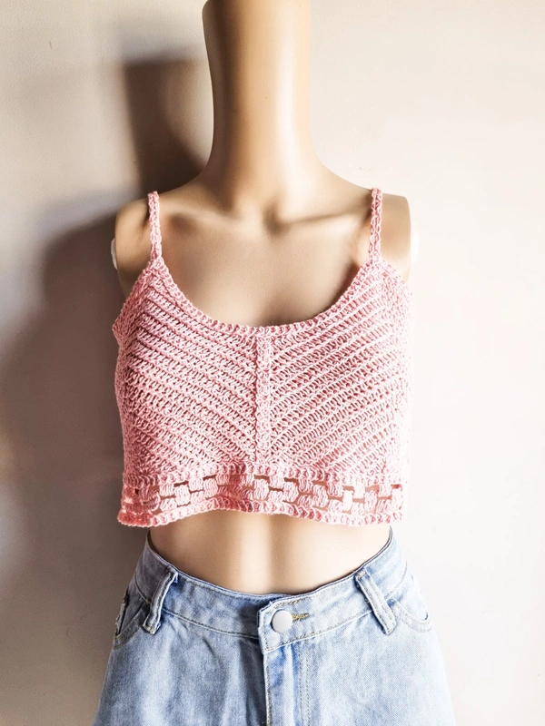 Crochet Top - Baby Pink, M