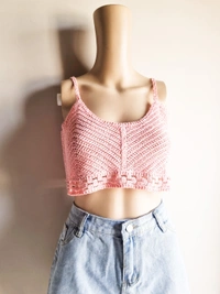 Crochet Top - Baby Pink, M